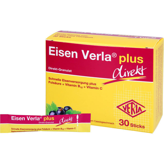 Eisen Verla plus Direkt-Granulat Sticks für gesunde Blutbildung, 30 St. Beutel