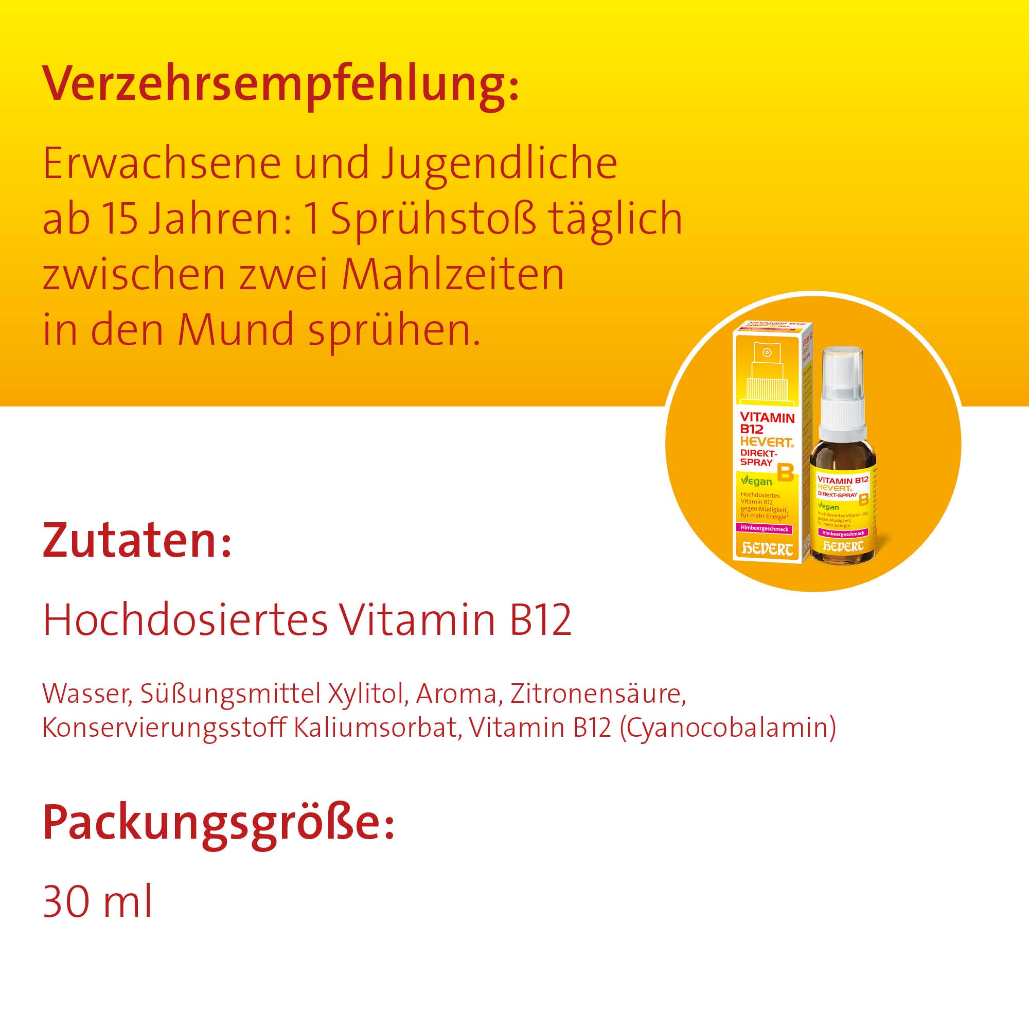 Vitamin B12 Hevert Direkt-Spray, 30 ml Lösung