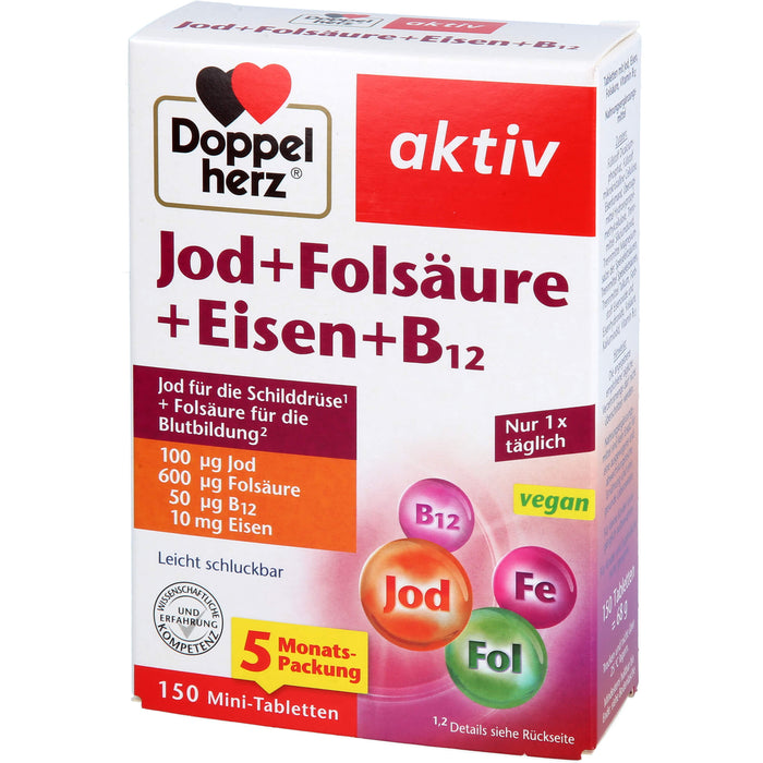 Doppelherz Jod+Folsäure+Eisen+B12, 150 St TAB