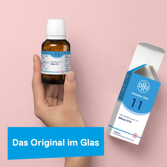 DHU Schüßler-Salz Nr. 11 Silicea D12 – Das Mineralsalz der Haare, der Haut und des Bindegewebes – das Original – umweltfreundlich im Arzneiglas, 900 St. Tabletten