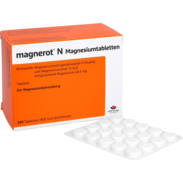 magnerot N Magnesiumtabletten zur Magnesiumbehandlung, 200 pc Tablettes