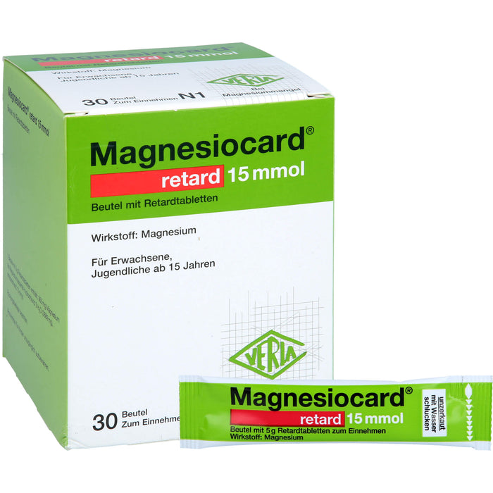 Magnesiocard retard 15 mmol Beutel mit Retardtabletten bei Magnesiummangel, 30 pc Sachets