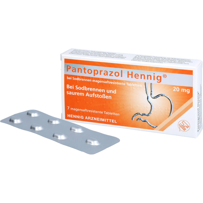 Pantoprazol Hennig 20 mg Tabletten bei Sodbrennen, 7 pc Tablettes