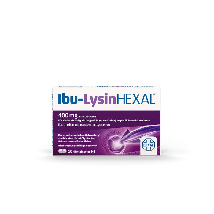 Ibu-Lysin Hexal 400 mg Filmtabletten bei Schmerzen und Fieber, 10 pcs. Tablets