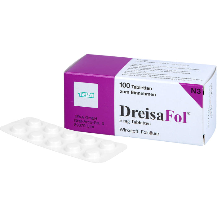 DreisaFol Tabletten bei Folsäuremangelzuständen, 100 pcs. Tablets