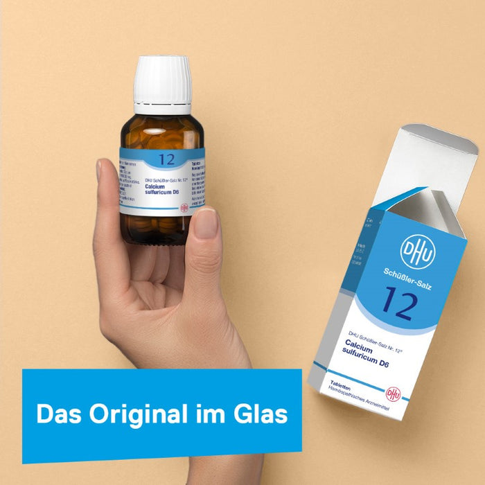 DHU Schüßler-Salz Nr. 12 Calcium sulfuricum D6 – Das Mineralsalz der Gelenke – das Original – umweltfreundlich im Arzneiglas, 420 St. Tabletten