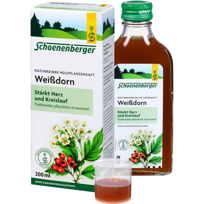 Schoenenberger naturreiner Heilpflanzensaft Weißdorn stärkt Herz und Kreislauf, 200 ml Lösung