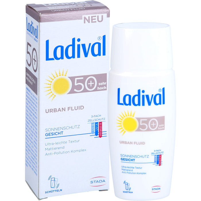 Ladival Urban Fluid LSF 50+ mattierender Gesichts-Sonnenschutz für jeden Tag mit ultra-leichter Textur und Anti-Pollution Komplex, 50 ml Crème