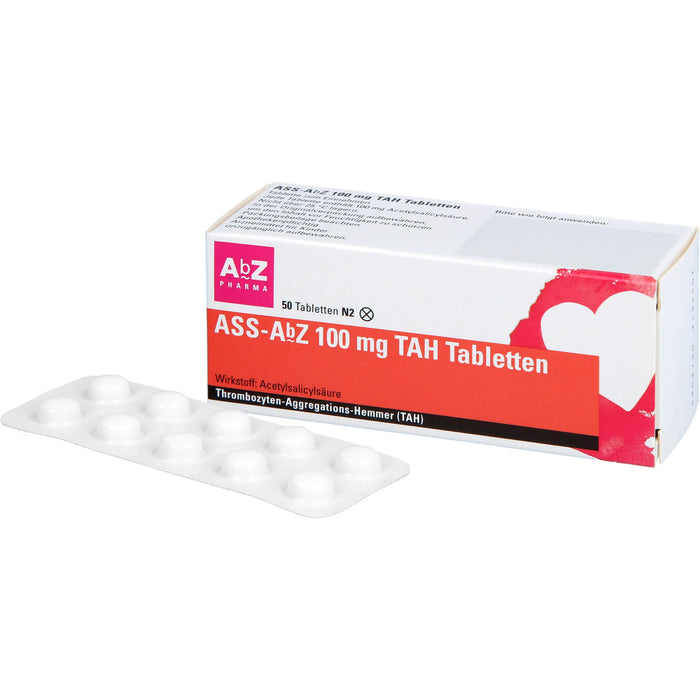 ASS-AbZ 100 mg TAH Tabletten beugt u.a. der Enstehung von Blutgerinsseln vor, 50 pc Tablettes