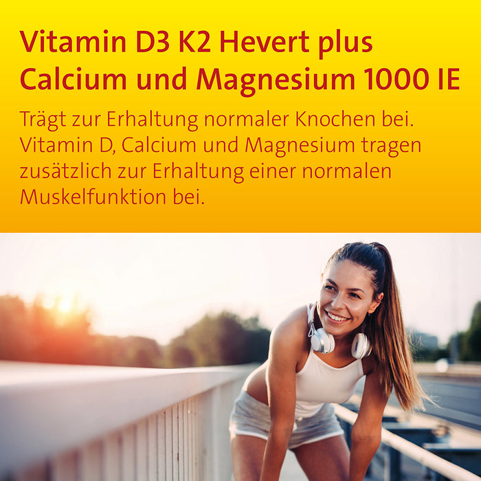 Vitamin D3 K2 Hevert plus Calcium und Magnesium 1.000 I.E. mit 4-fach Osteo-Formel für gesunde Knochen und Muskeln, 120 St. Kapseln