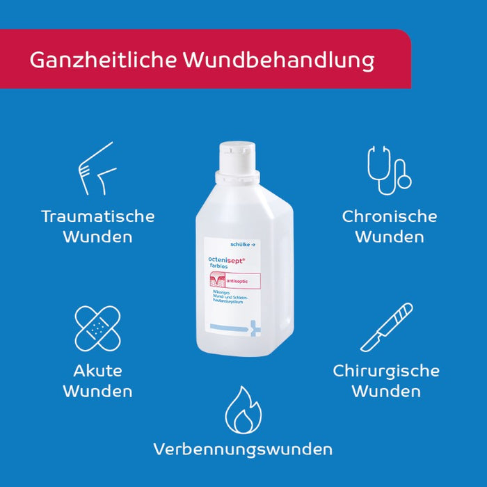 octenisept - wässriges Wund- und Schleimhautantiseptikum mit guter Verträglichkeit, schmerzfreier Anwendung und schneller Wirkung, 1000 ml Lösung