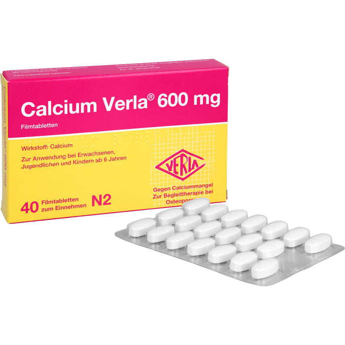 Calcium Verla 600 mg Filmtabletten, 40 pc Tablettes