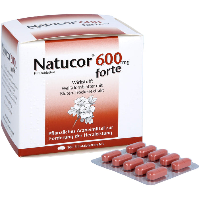 Natucor 600 mg forte Filmtabletten zur Förderung der Herzleistung, 100 pcs. Tablets