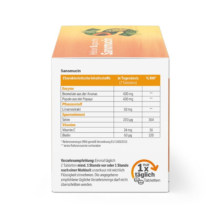 Helixor supportiv Sanomucin - mit pflanzlichen Enzymen, Linsenextrakt und den wichtigen Mikronährstoffen Vitamin C und Biotin, 180 St. Tabletten