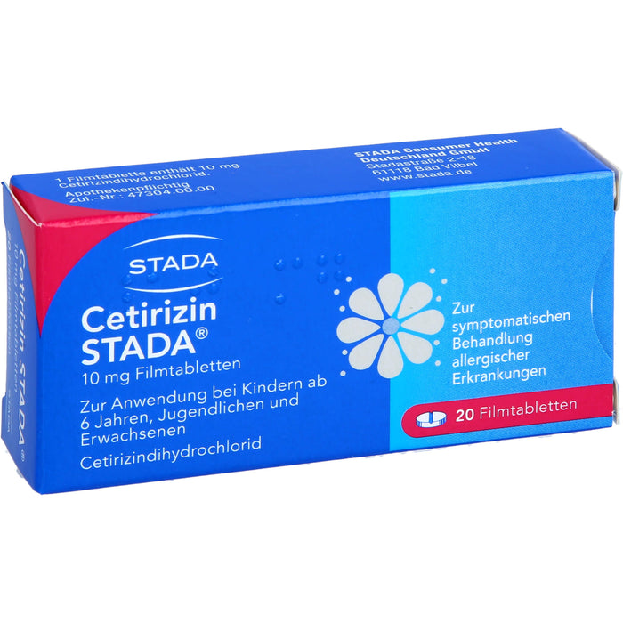 Cetirizin STADA 10 mg Filmtabletten zur symptomatischen Behandlung allergischer Erkrankungen, 20 St. Tabletten