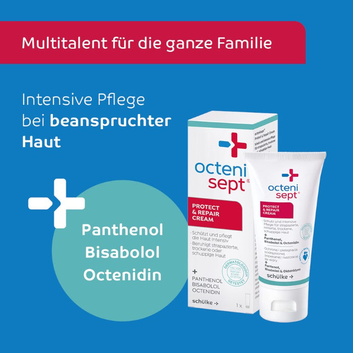 octenisept protect & repair cream - Wund- und Heilcreme zum Schutz und zur Pflege empfindlicher, trockener und rissiger Haut mit Panthenol, 50 ml Lösung