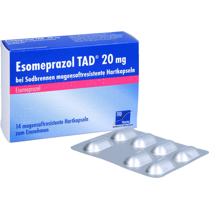 Esomeprazol TAD 20 mg bei Sodbrennen magensaftresistente Hartkapseln, 14 pc Capsules