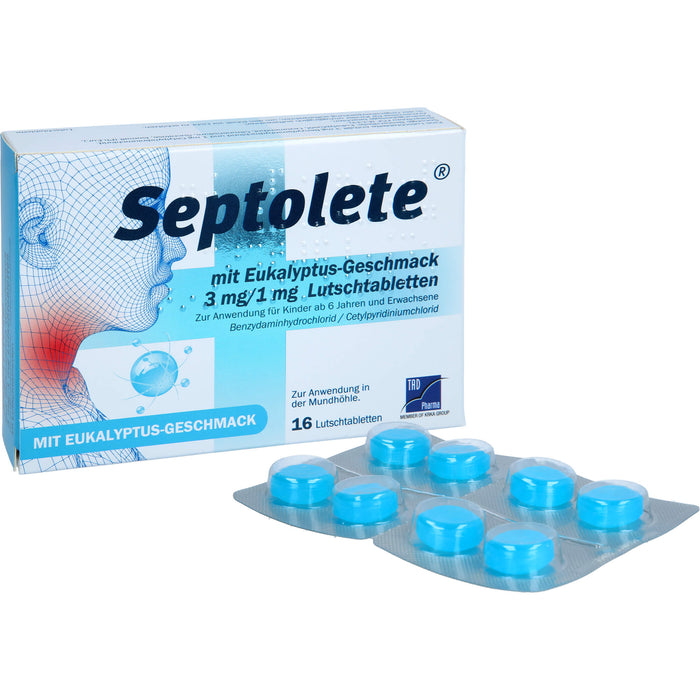 Septolete mit Eukalyptus-Geschmack 3 mg / 1 mg Lutschtabletten, 16 pc Tablettes